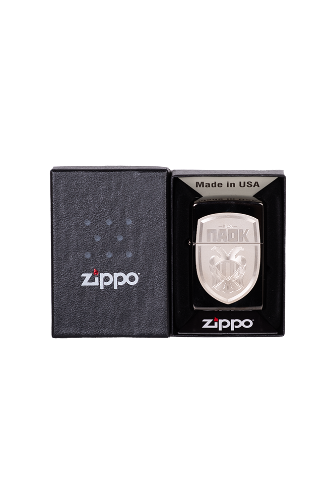 ZIPPO PAOK FC ΘΥΡΕΟΣ ΑΣΗΜΙ  LASER ΧΑΡΑΞΗ