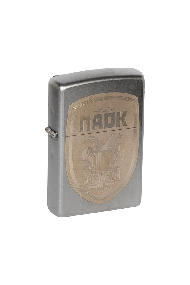 ZIPPO PAOK FC ΘΥΡΕΟΣ ΑΣΗΜΙ ΧΡΥΣΟ  LASER ΧΑΡΑΞΗ